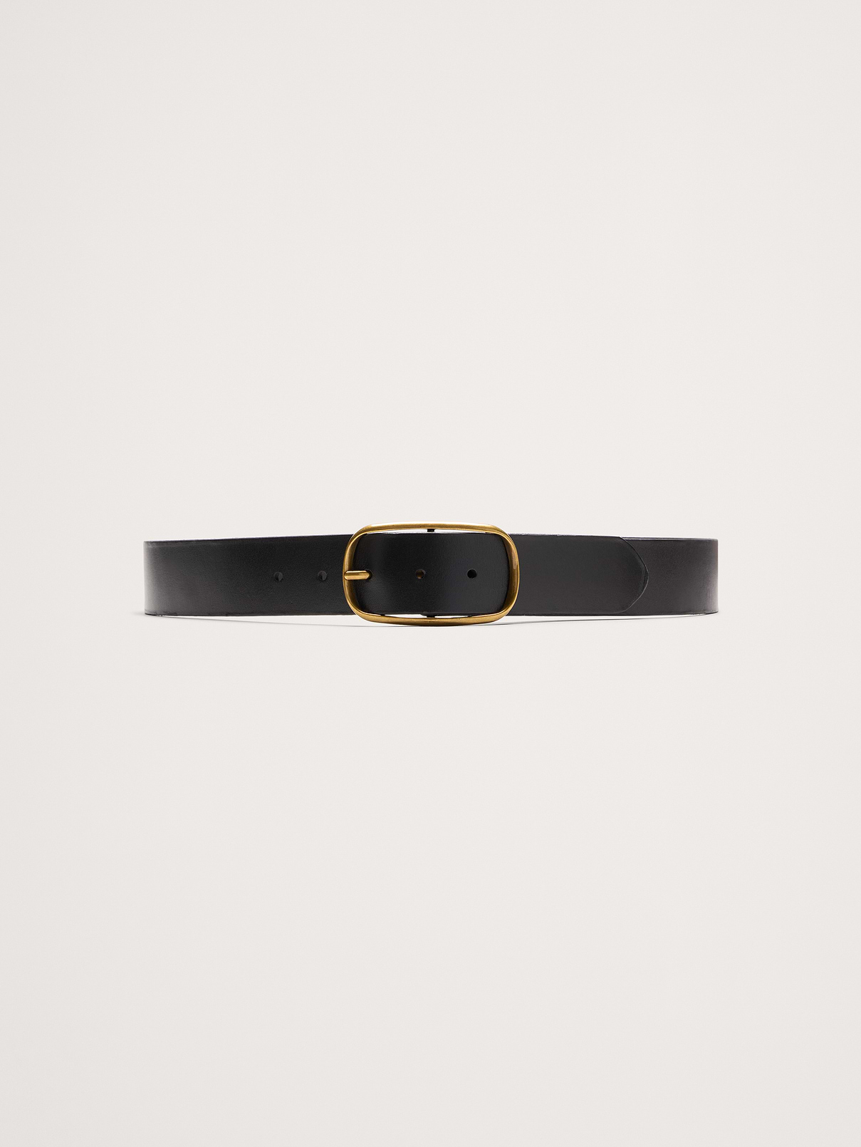 Leather Oval-Buckle Belt