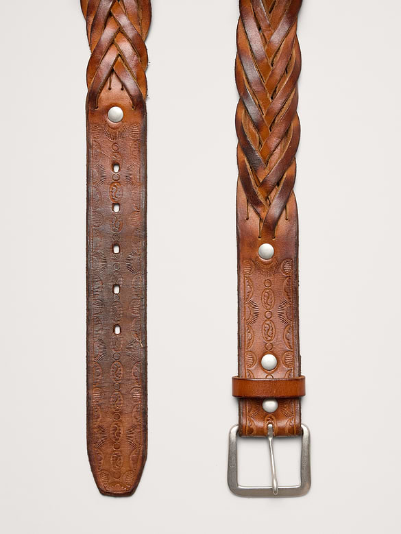 Ceinture en cuir repoussé tressé