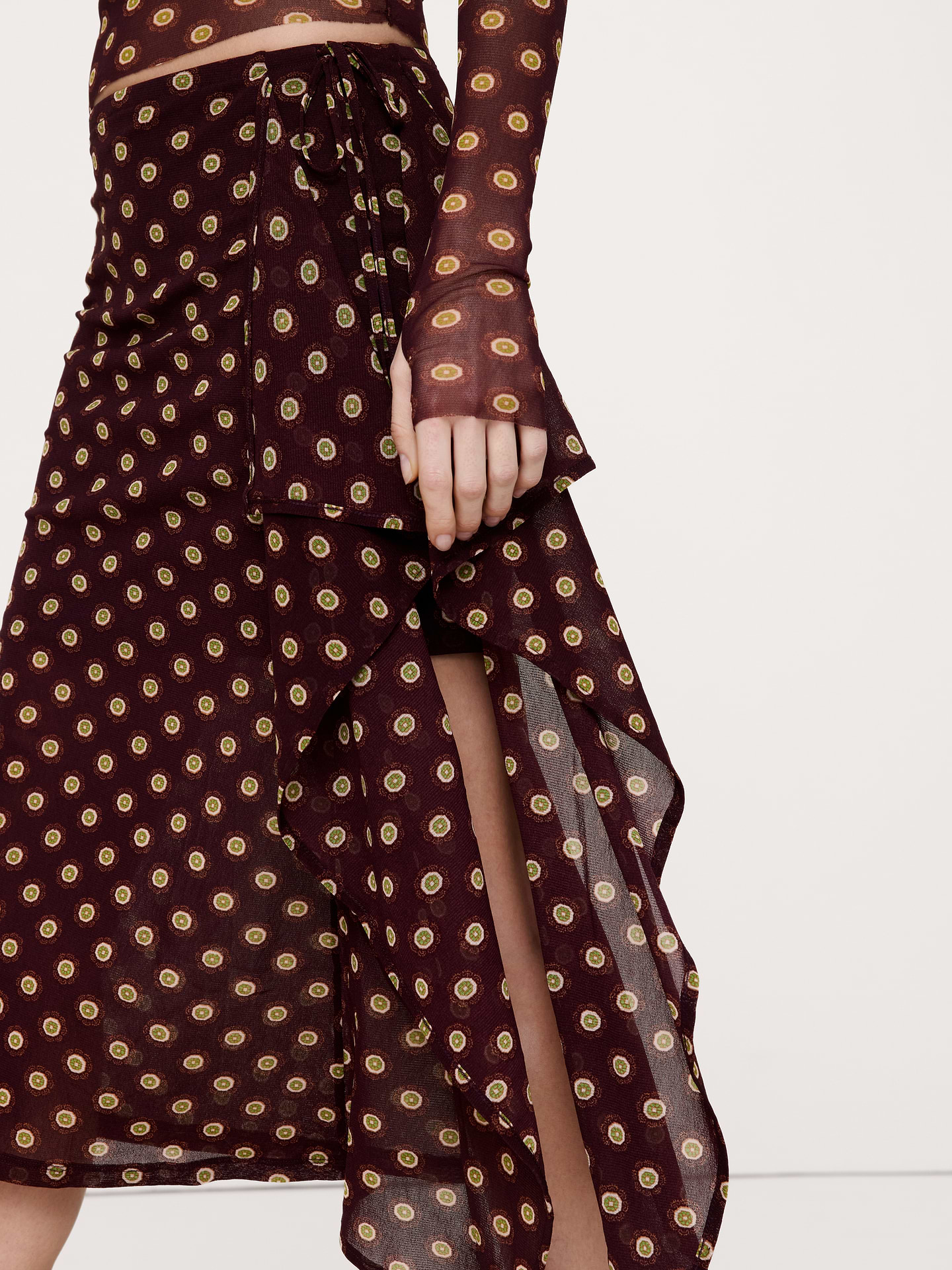 Image number 3 showing, Layered Mesh Wrap Skirt