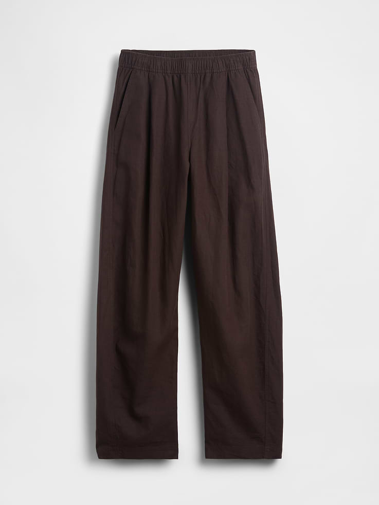Image number 6 showing, Linen-Blend Easy Barrel Pants