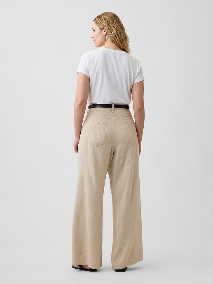 Image number 6 showing, High Rise Linen-Blend Wide-Leg Pants