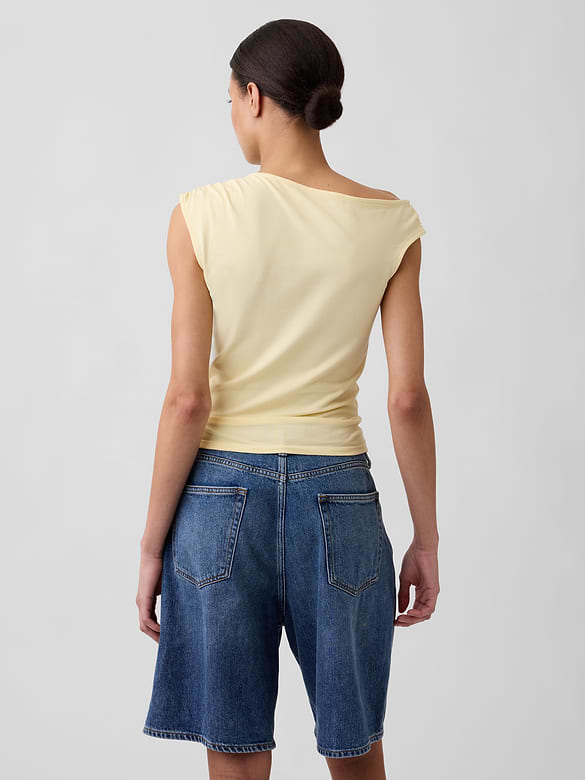 Stretch Jersey Off-Shoulder Top