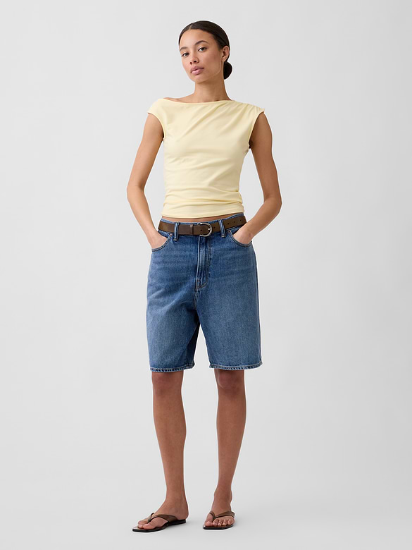 Stretch Jersey Off-Shoulder Top