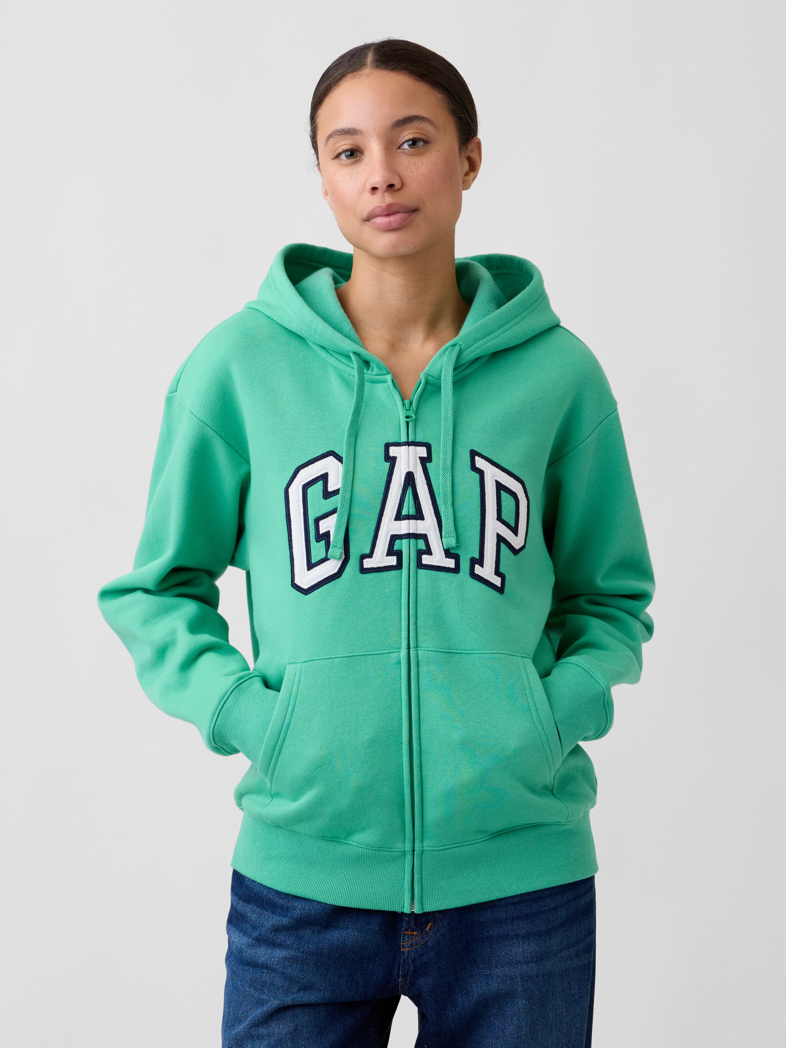 ユキの GAP Relaxed Gap Logo Zip Hoodie | Gap Factory