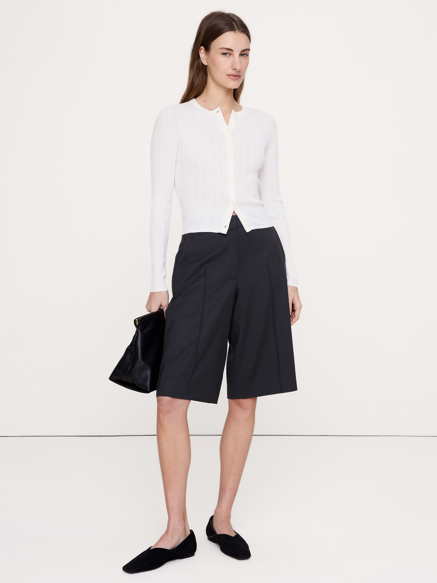 Image number 1 showing, High-Rise Italian Wool Bermuda Short