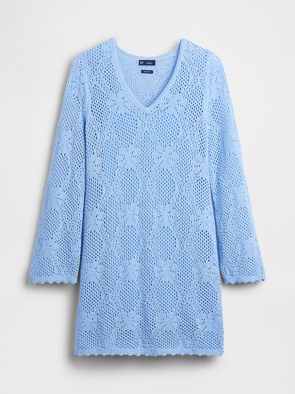 Pointelle Mini Sweater Dress