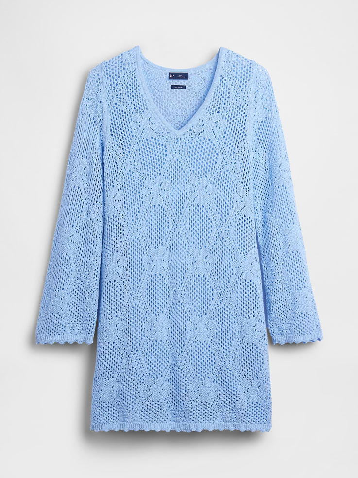 Image number 5 showing, Pointelle Mini Sweater Dress