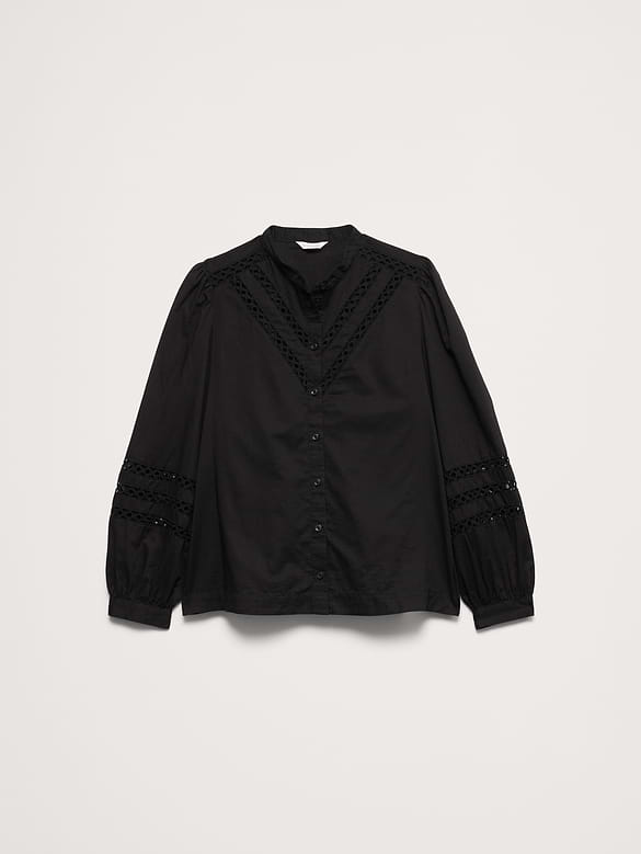 Cotton Inset-Lace Blouse