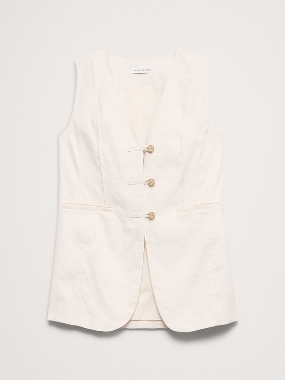 Stretch Linen-Viscose Long Vest