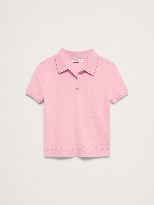 Lightweight Cashmere Short-Sleeve Sweater Polo