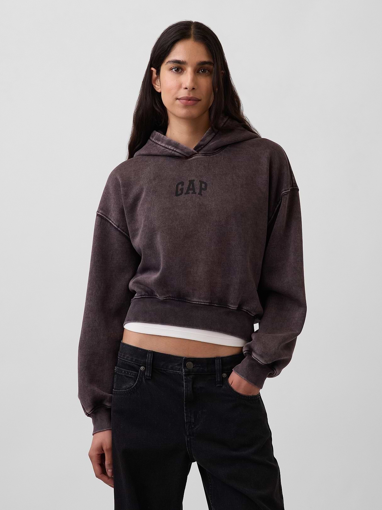 VintageSoft Crop Logo Hoodie | Gap