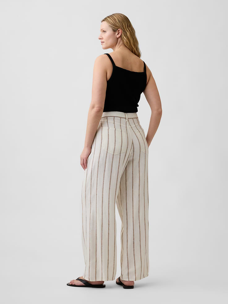Image number 6 showing, High Rise Linen-Blend Wide-Leg Pants