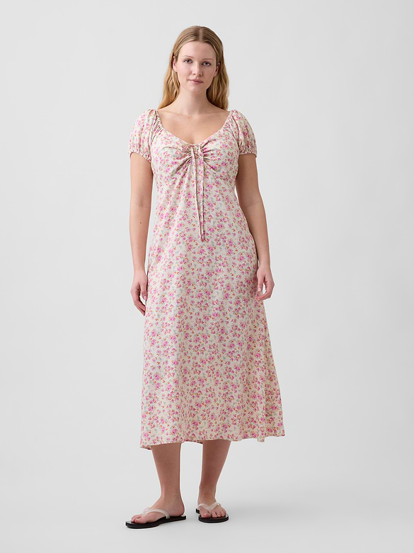 Puff Sleeve Midi Dress