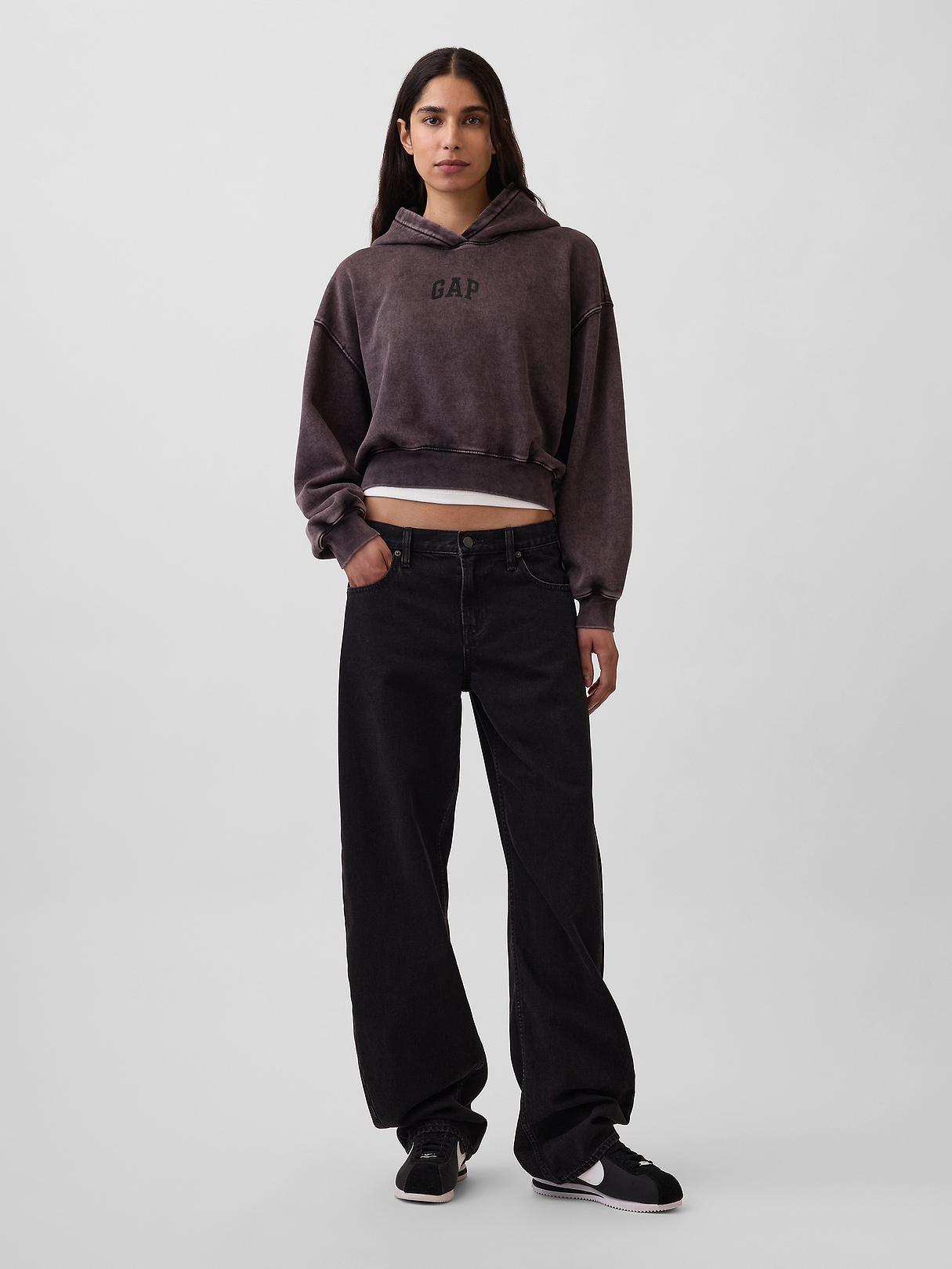 VintageSoft Crop Logo Hoodie | Gap