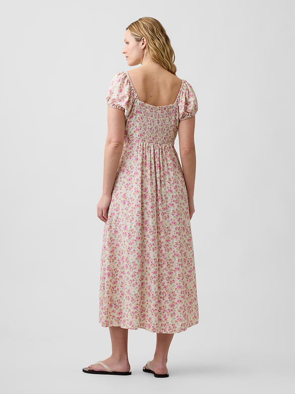 Puff Sleeve Midi Dress