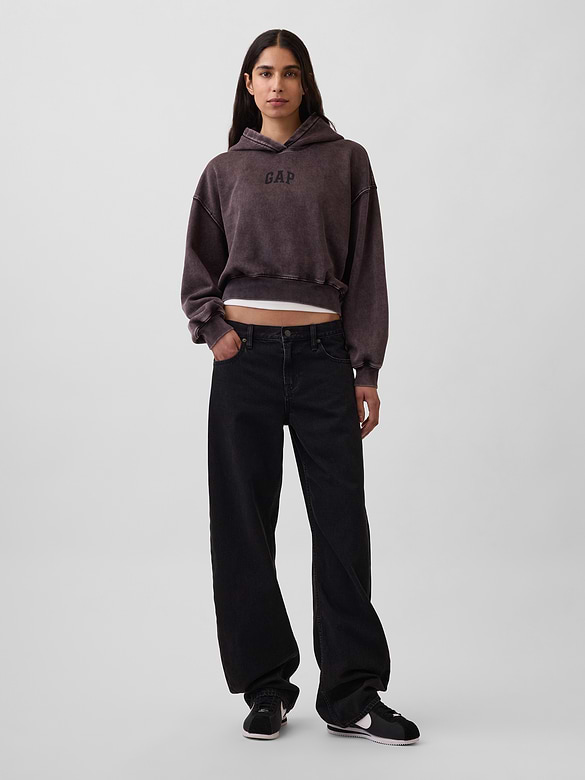 VintageSoft Crop Logo Hoodie