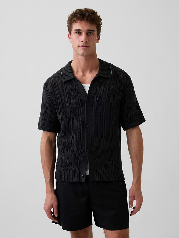 Herringbone Crochet Sweater Shirt