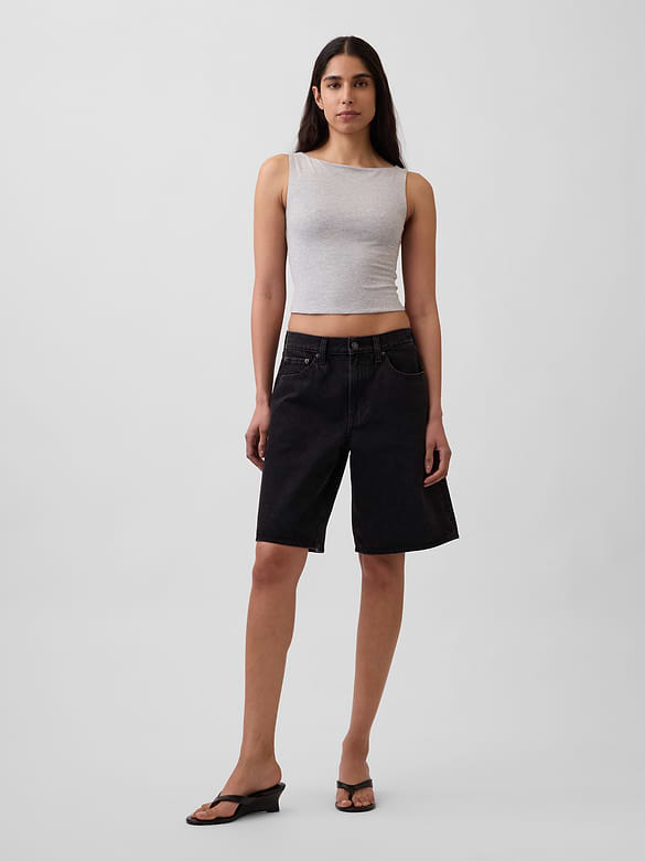 CloseKnit Jersey Boatneck Crop Tank Top