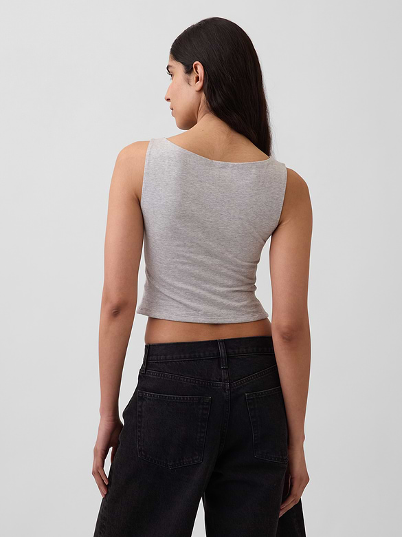 CloseKnit Jersey Boatneck Crop Tank Top