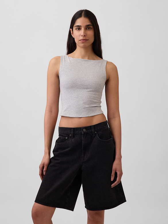 CloseKnit Jersey Boatneck Crop Tank Top