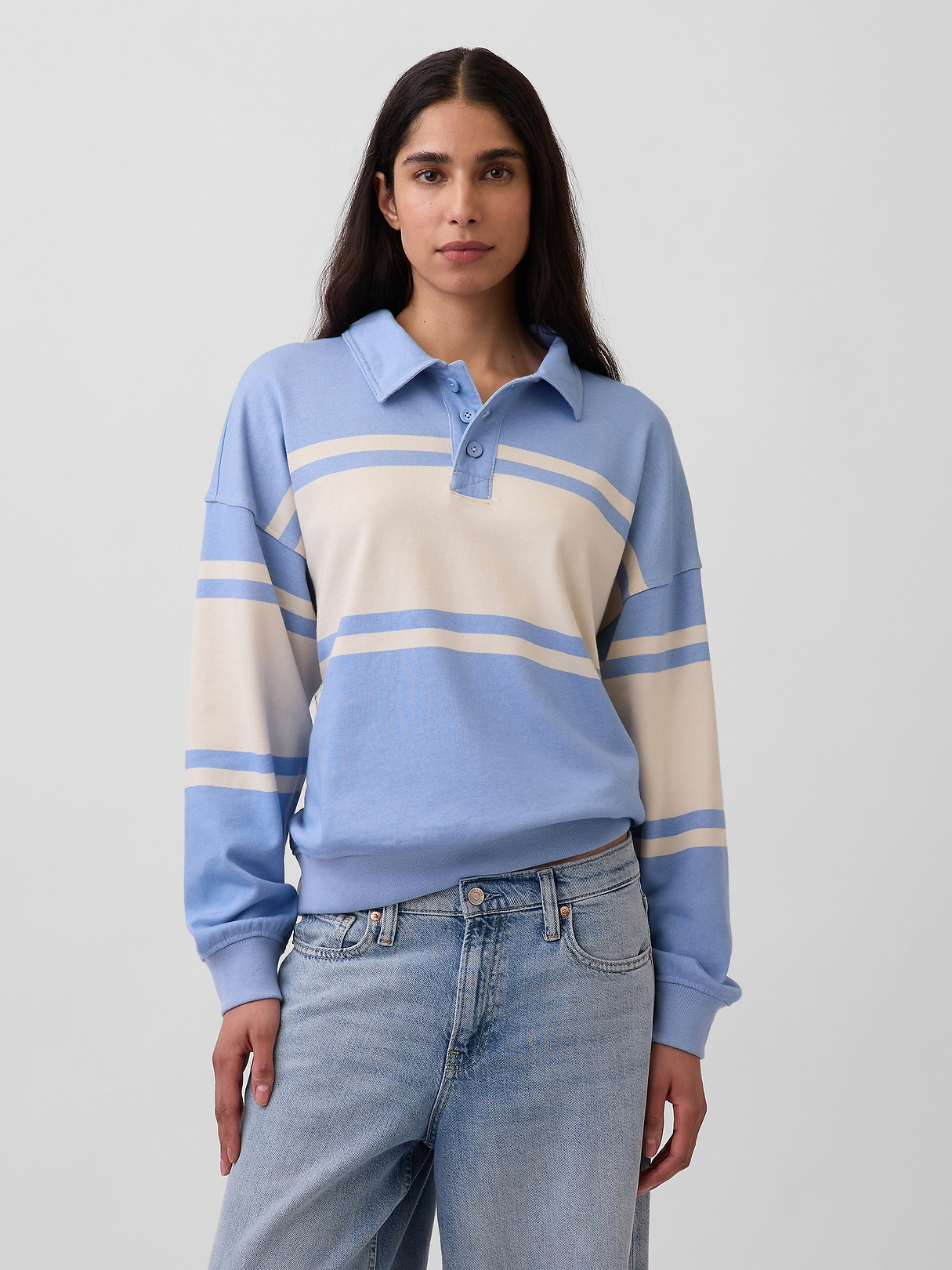 VintageSoft Terry Oversized Polo Sweatshirt | Gap