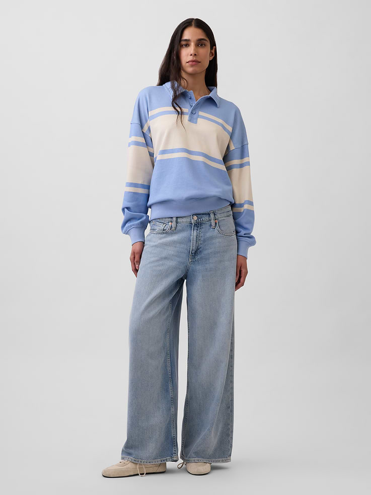Image number 2 showing, VintageSoft Terry Oversized Polo Sweatshirt