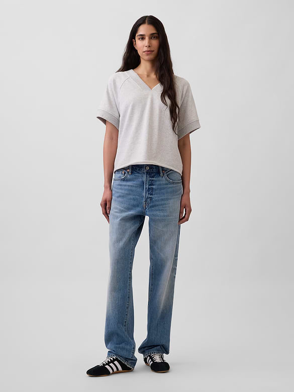 VintageSoft Terry Oversized V-Neck Sweatshirt