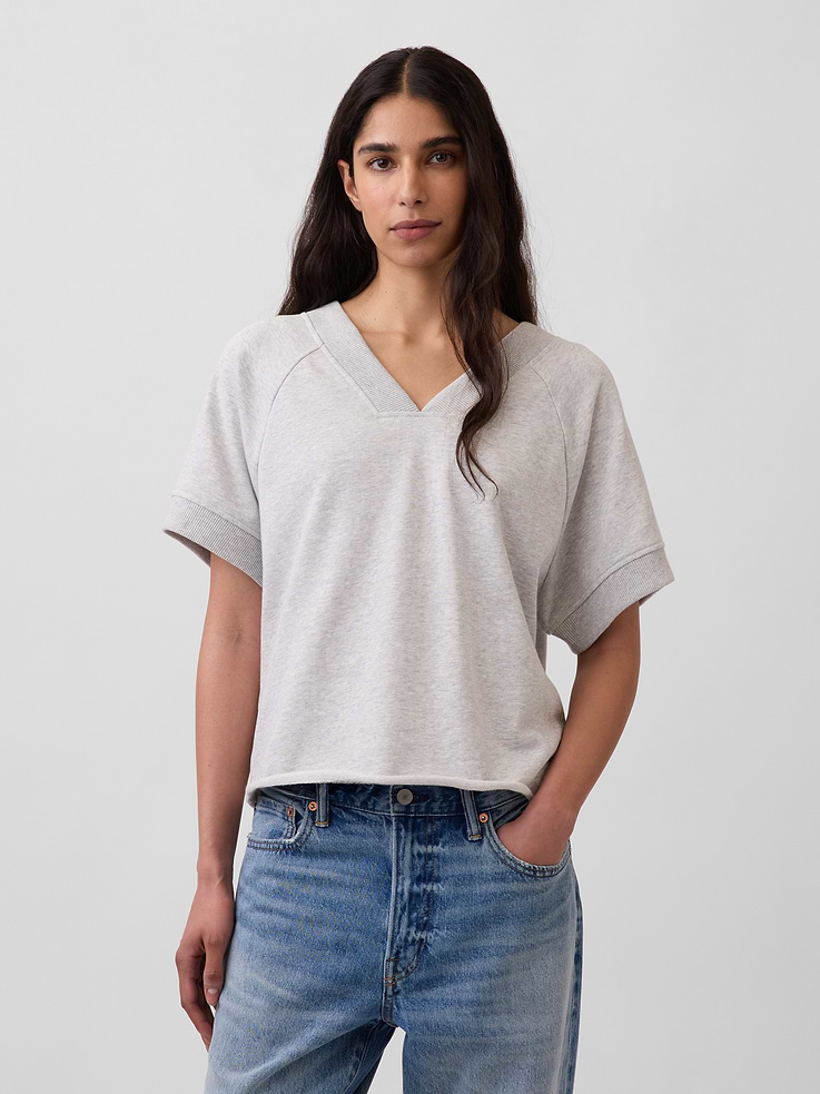 Image number 1 showing, VintageSoft Terry Oversized V-Neck Sweatshirt