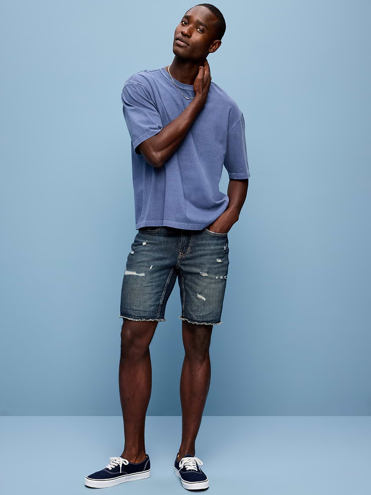 Image number 1 showing, Slim Built-In Flex Jean Shorts-- 9-inch inseam