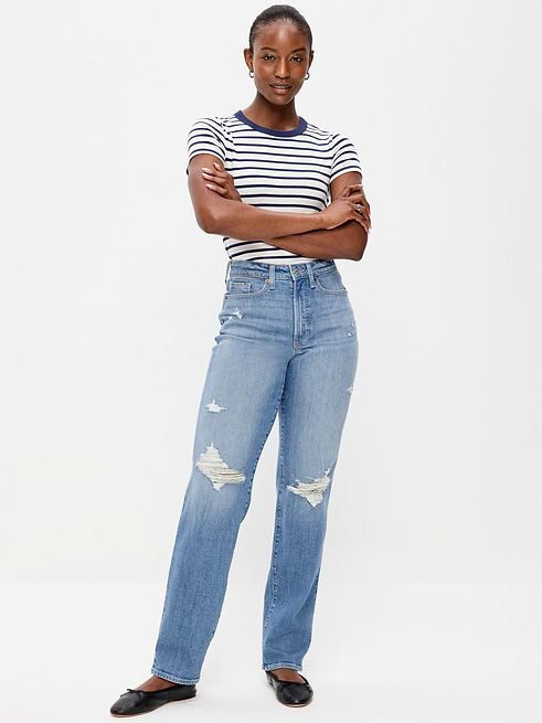Curvy Curvy High-Waisted OG Loose Straight-Leg Jeans on clearance at Old Navy — 50% off