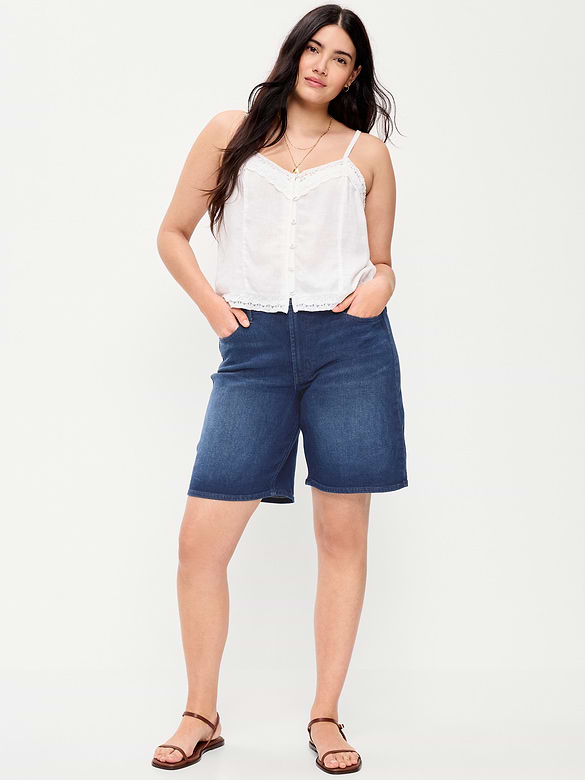 Bermuda Wow en denim à taille haute, entrejambe de 23 cm