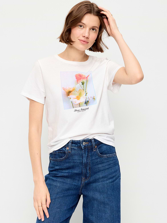 T-shirt passe-partout ras du cou à imprimé