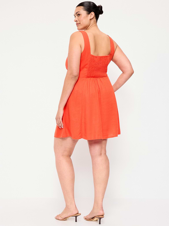 Fit & Flare Linen Mini Dress