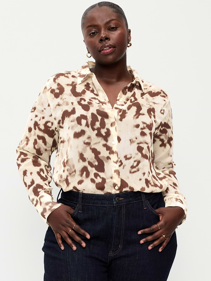 Image number 6 showing, Chiffon Sheer Button-Down Shirt