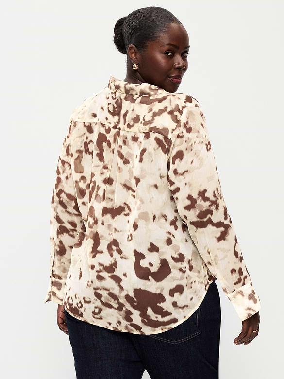 Chiffon Sheer Button-Down Shirt