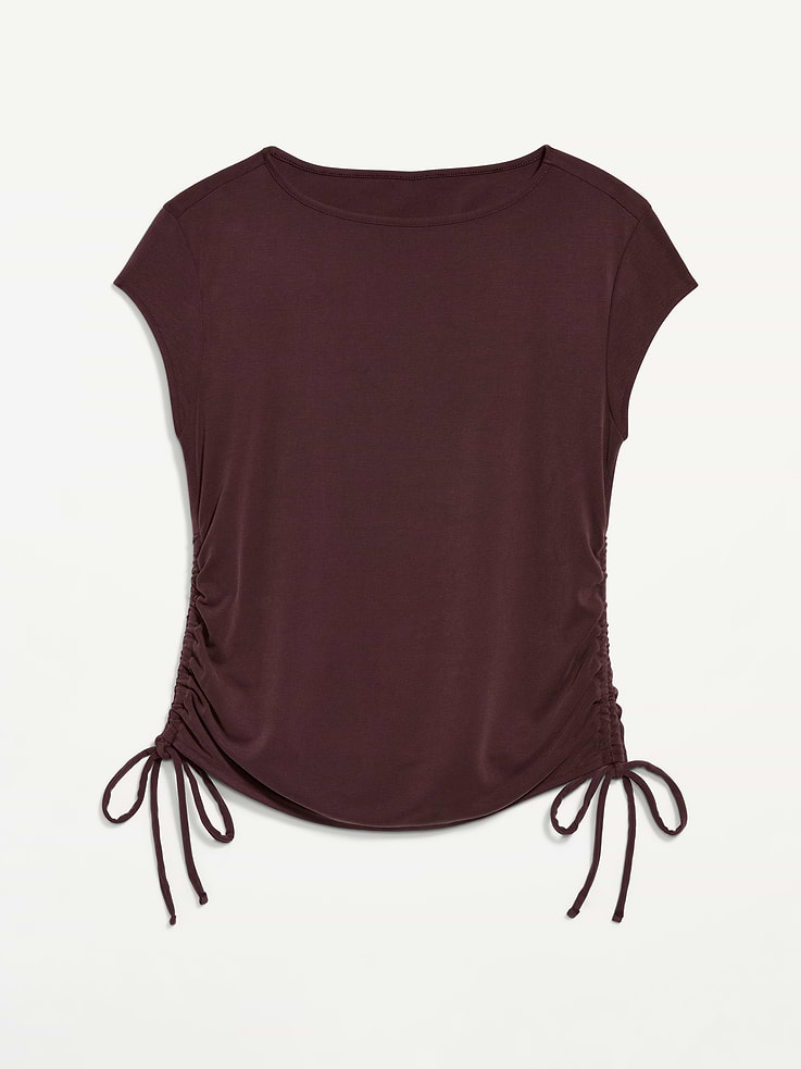 Image number 5 showing, Cap-Sleeve Shirred Side Top