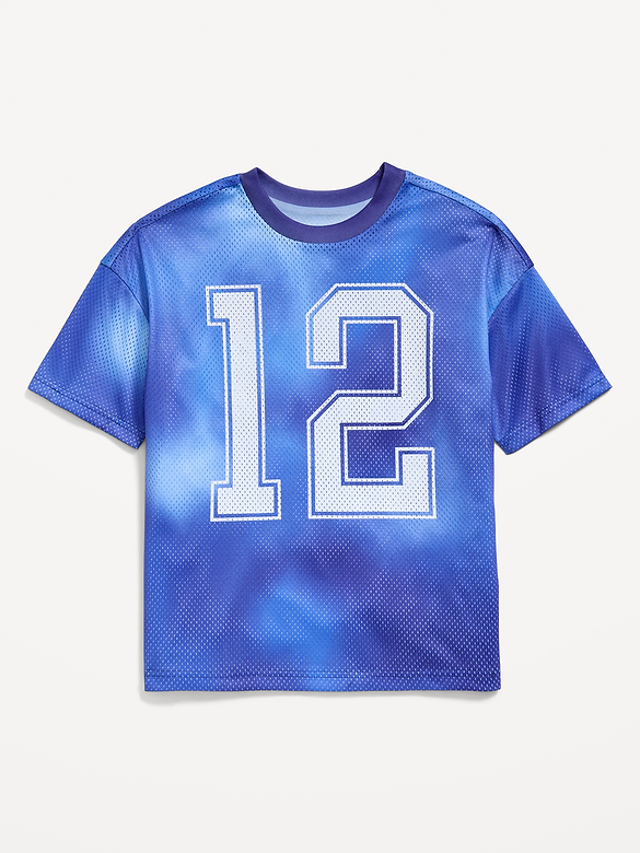 Oversized Mesh Graphic Basketball T-Shirt for Boys