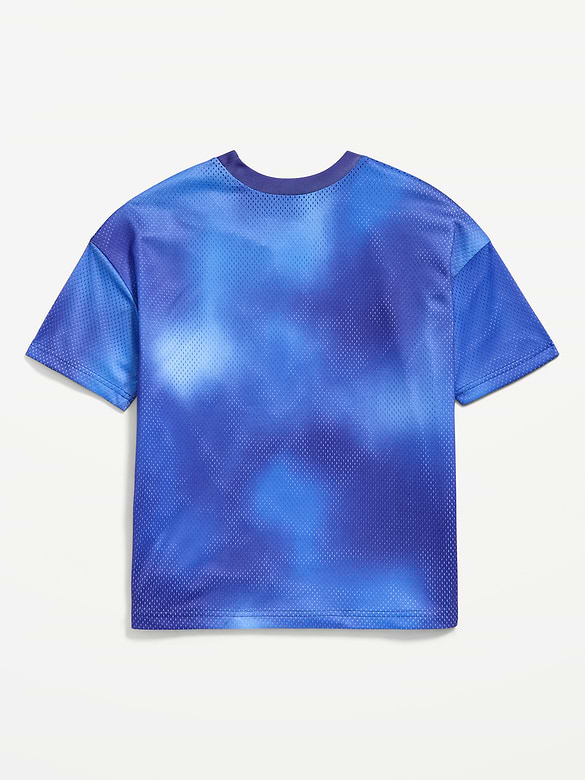 Oversized Mesh Graphic Basketball T-Shirt for Boys