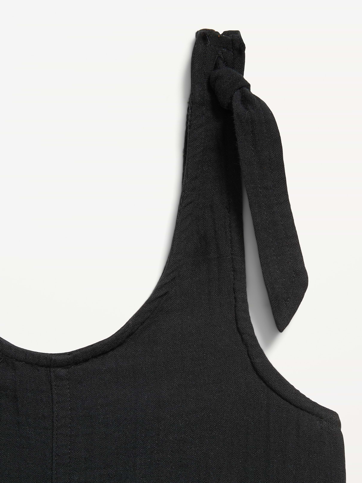 Image number 4 showing, Sleeveless Tie-Strap Double-Weave Romper for Girls