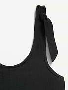 Image number 4 showing, Sleeveless Tie-Strap Double-Weave Romper for Girls