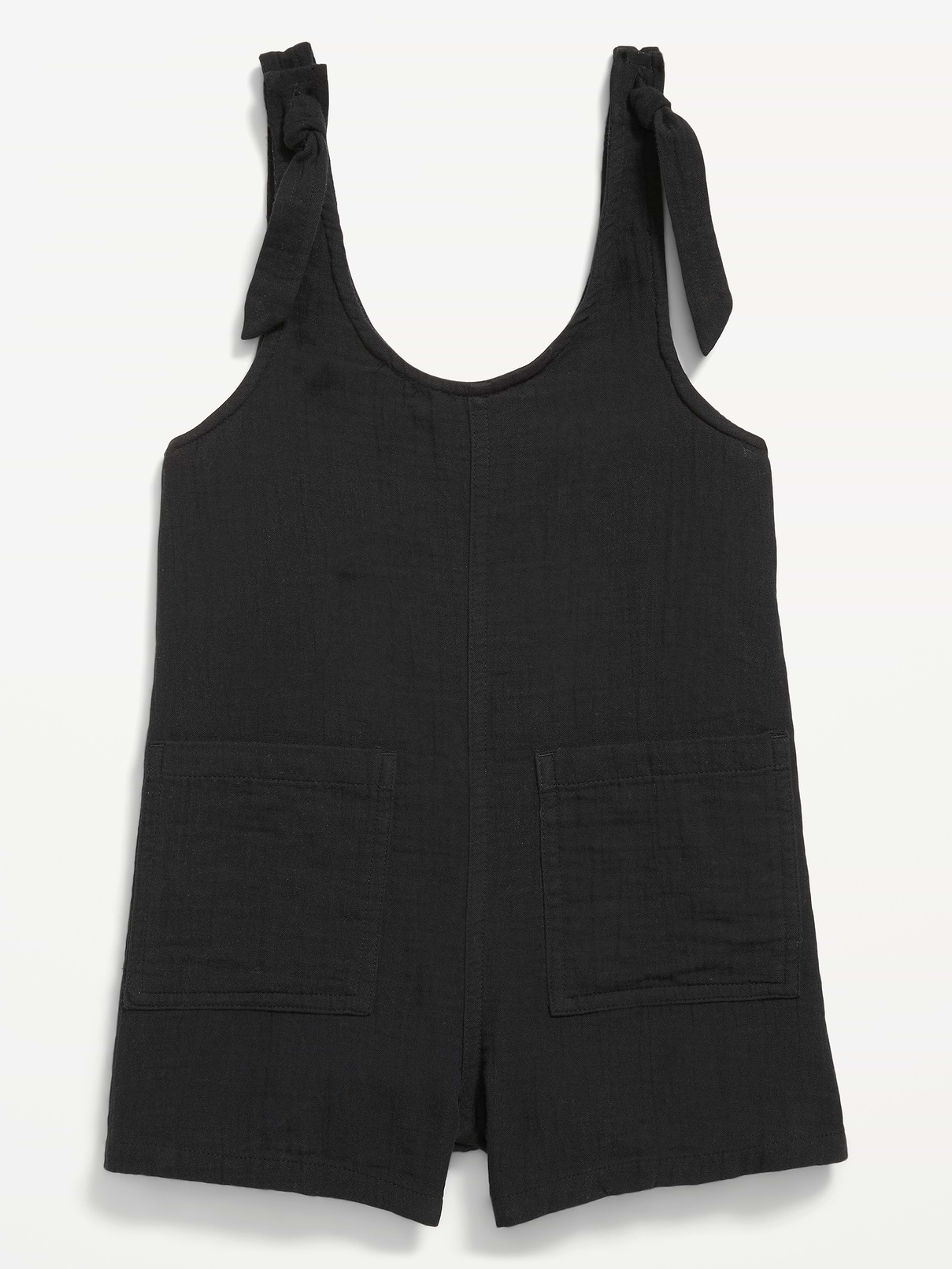 Image number 3 showing, Sleeveless Tie-Strap Double-Weave Romper for Girls