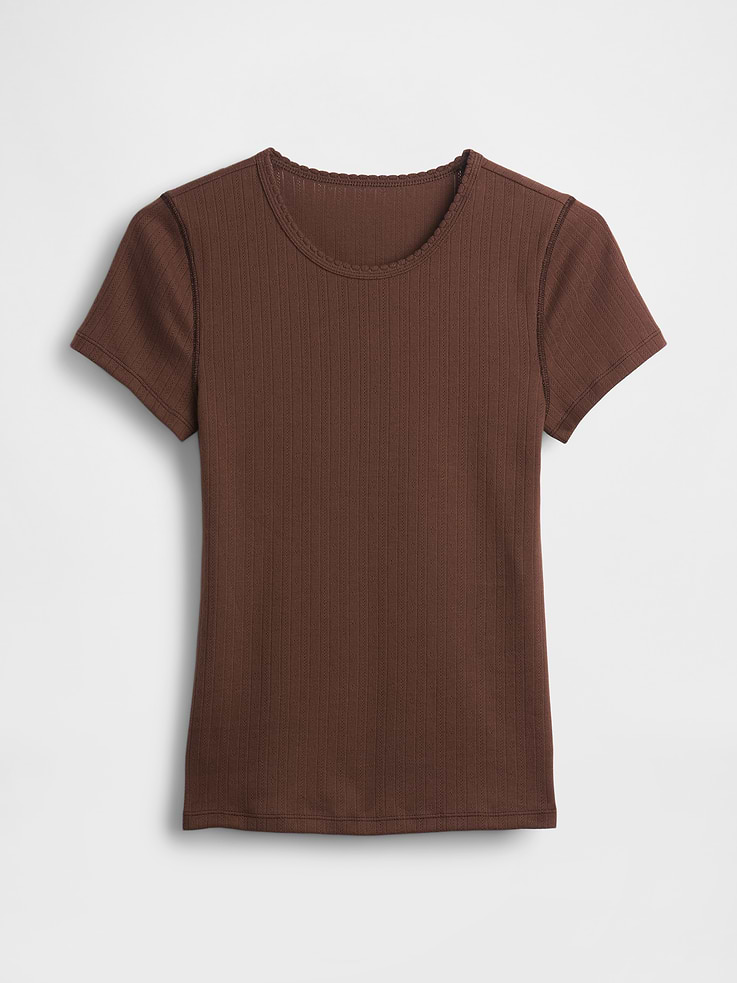 Image number 5 showing, Pointelle Crewneck T-Shirt