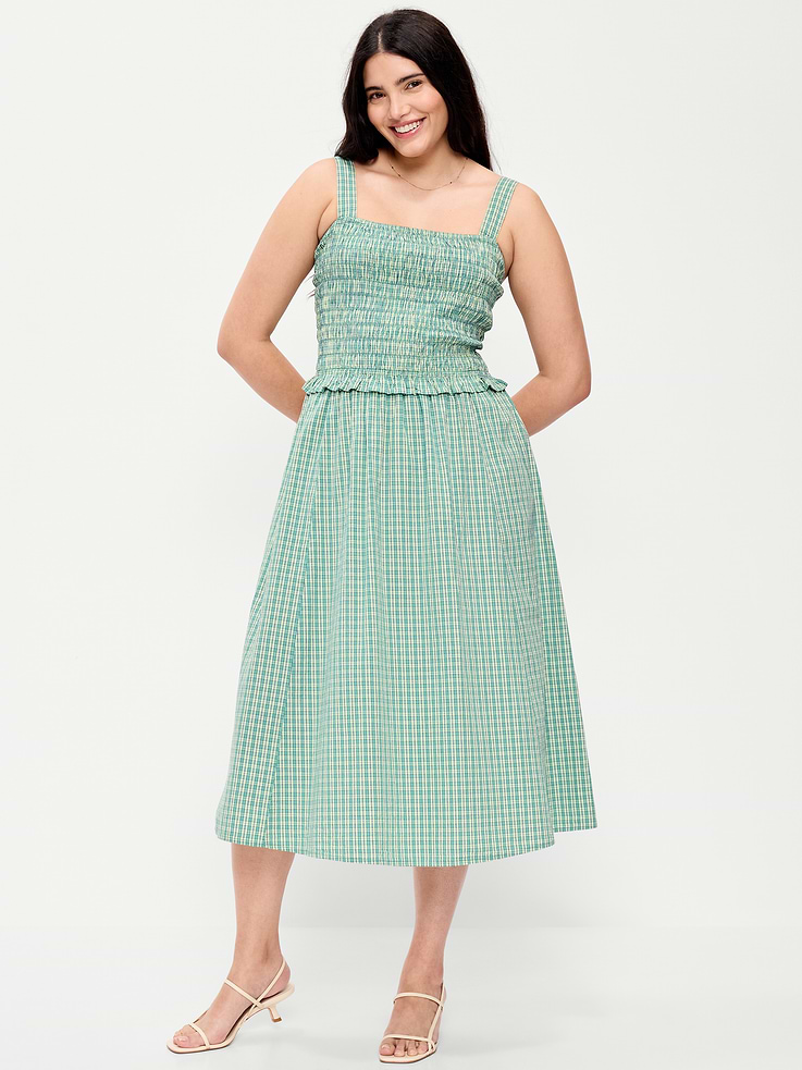 Image 7 of 9, Fit & Flare Smocked-Bodice Midi Dress