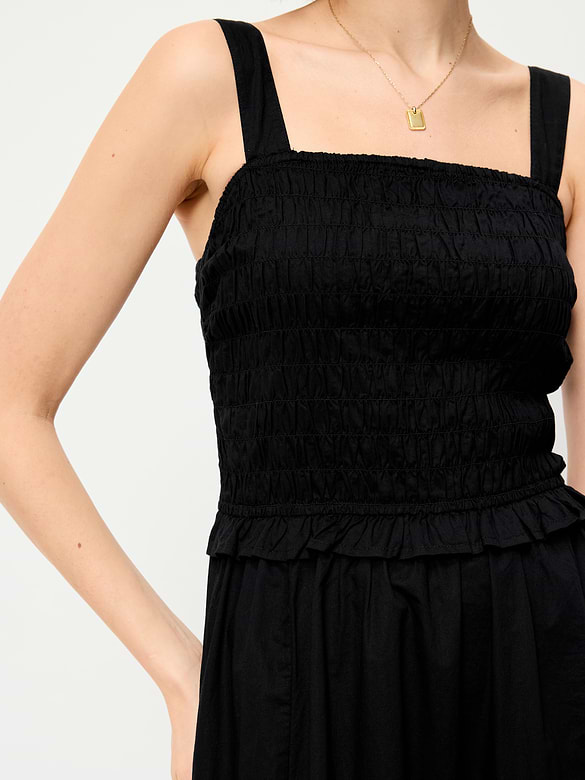 Fit & Flare Smocked-Bodice Midi Dress