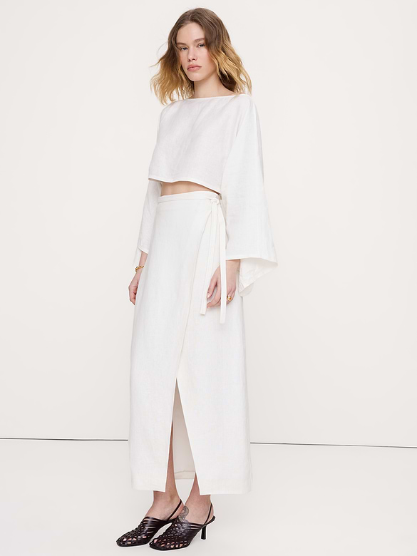 Linen Wrap Maxi Skirt