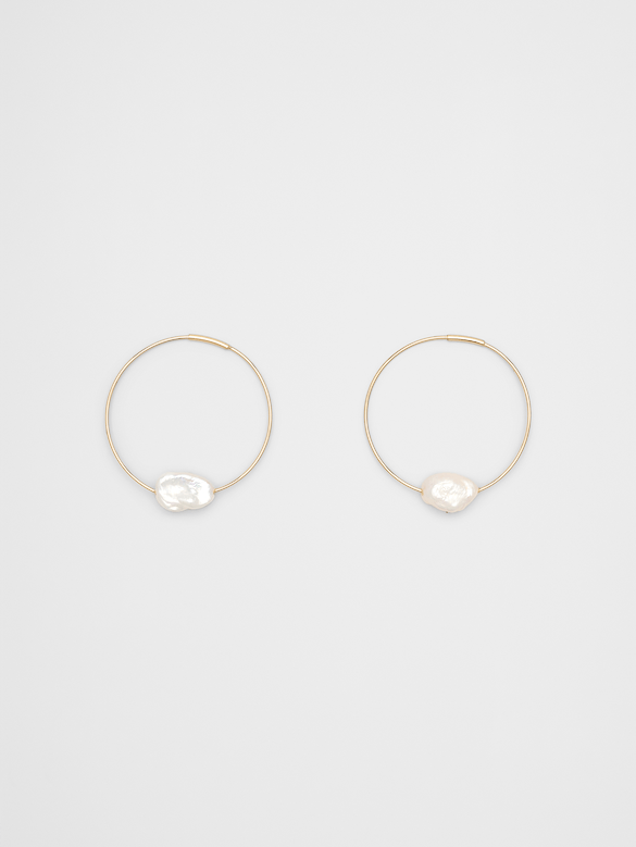 Pearl Wire Hoop Earrings