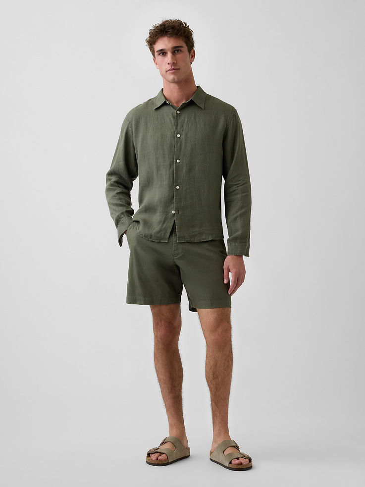 Image number 1 showing, 7.5" Linen-Cotton Shorts