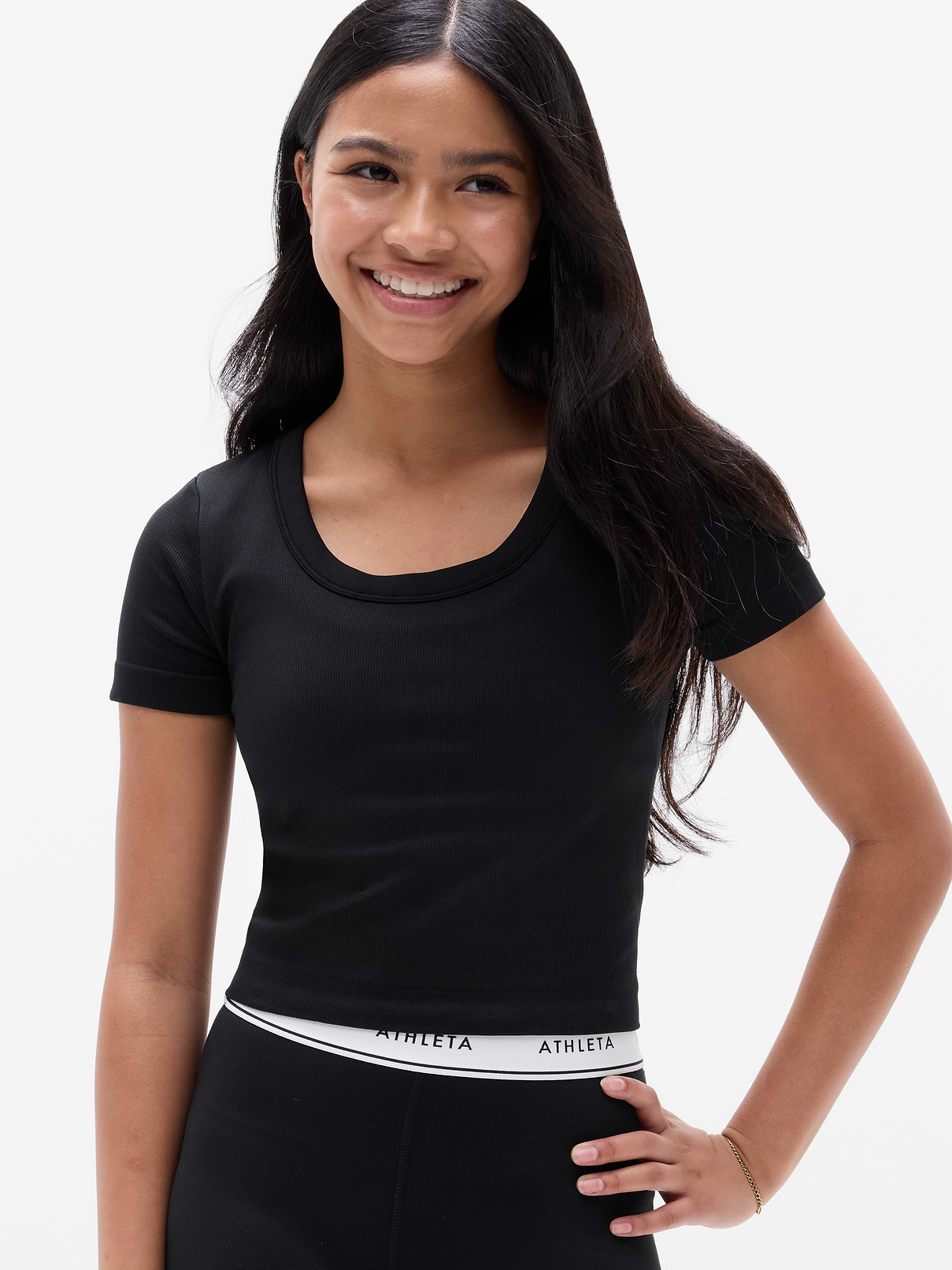 Athleta Girl Rise Above Rib Scoop Tee