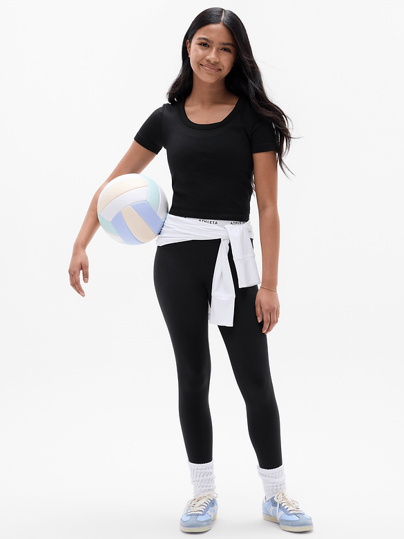 Athleta Girl Rise Above Rib Scoop Tee