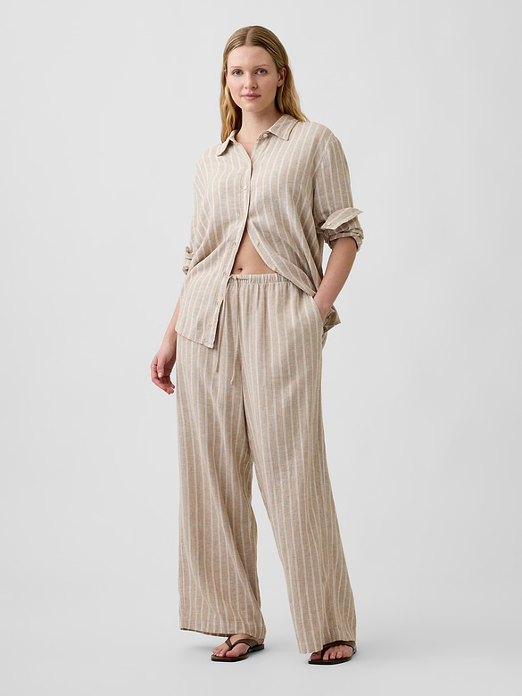 Relaxed Linen-Blend Wide-Leg Pants